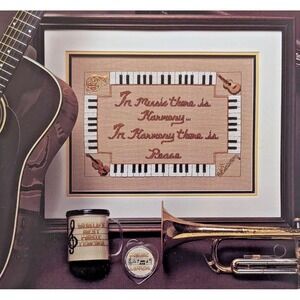 VTG 1990s Symphony Sampler Music Theme Counted Cross Stitch Kit Great Big Graphs